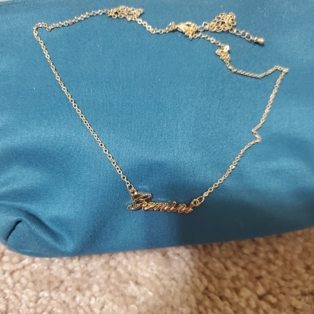 Zodiac necklace Gemini gold color